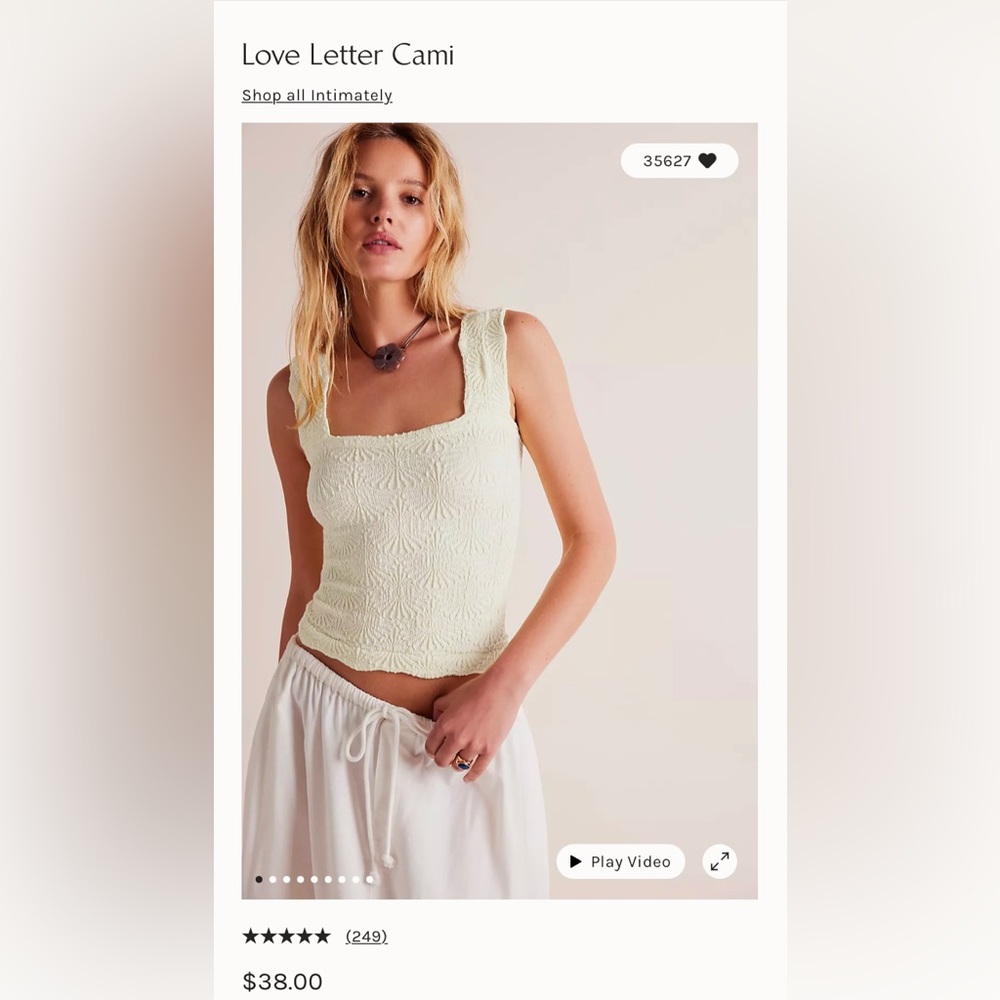 Free people love letter cami